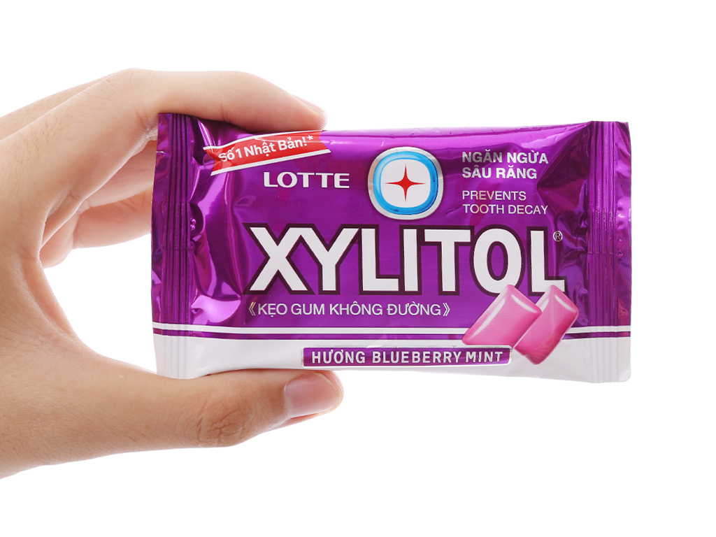 Kẹo gum không đường Lotte Xylitol blueberry Văn phòng p...