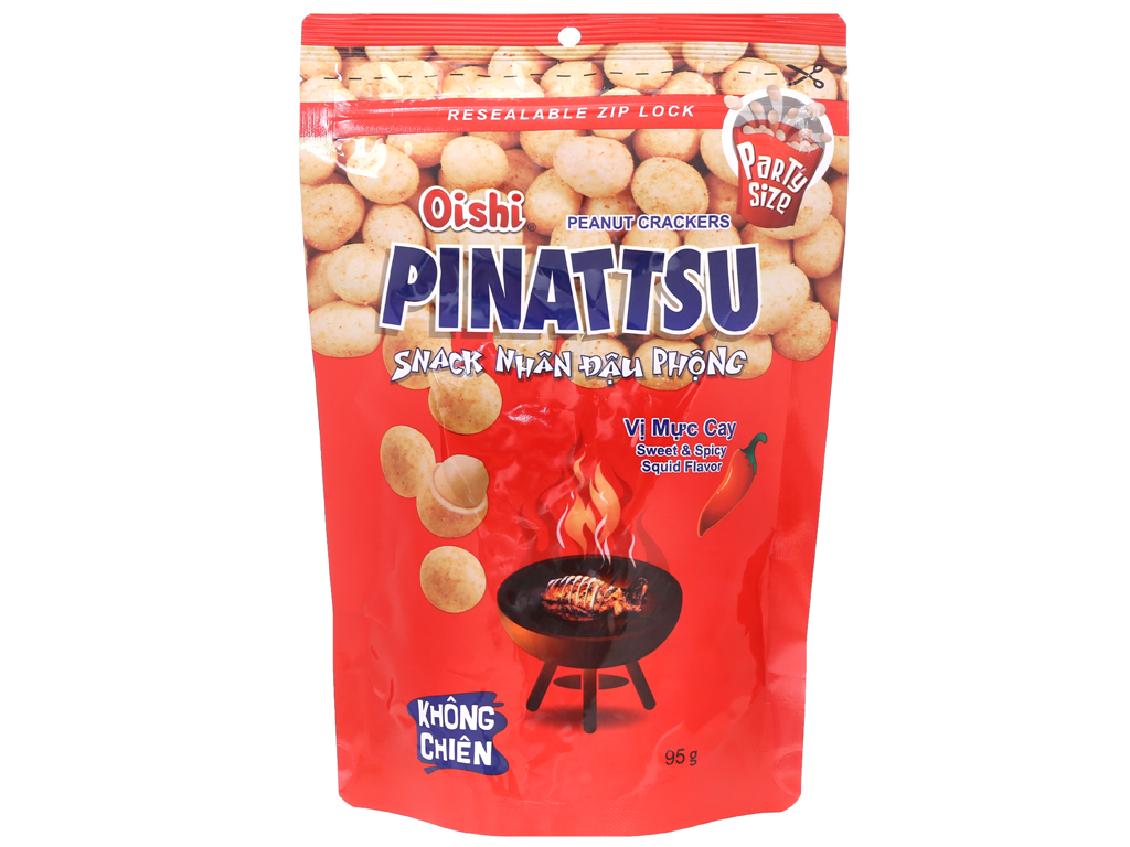 Snack Nhân đậu Phộng Vị Mực Cay Pinattsu Oishi Fastvn