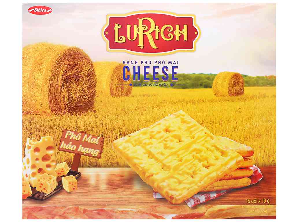 Bánh cracker phủ phô mai Lurich 304g | Văn Phòng Phẩm Onl...